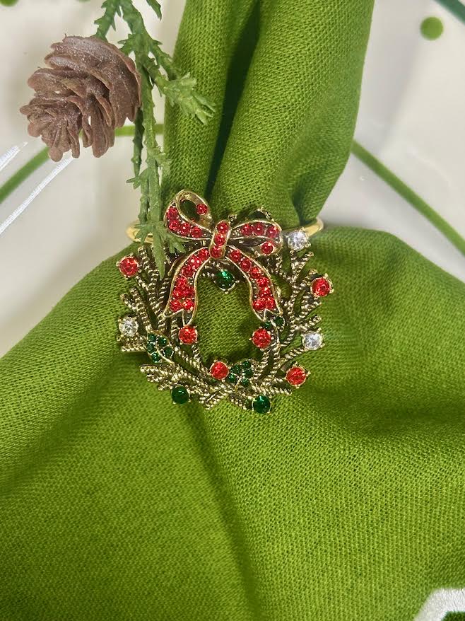 Red Bow Wreath Napkin Ring