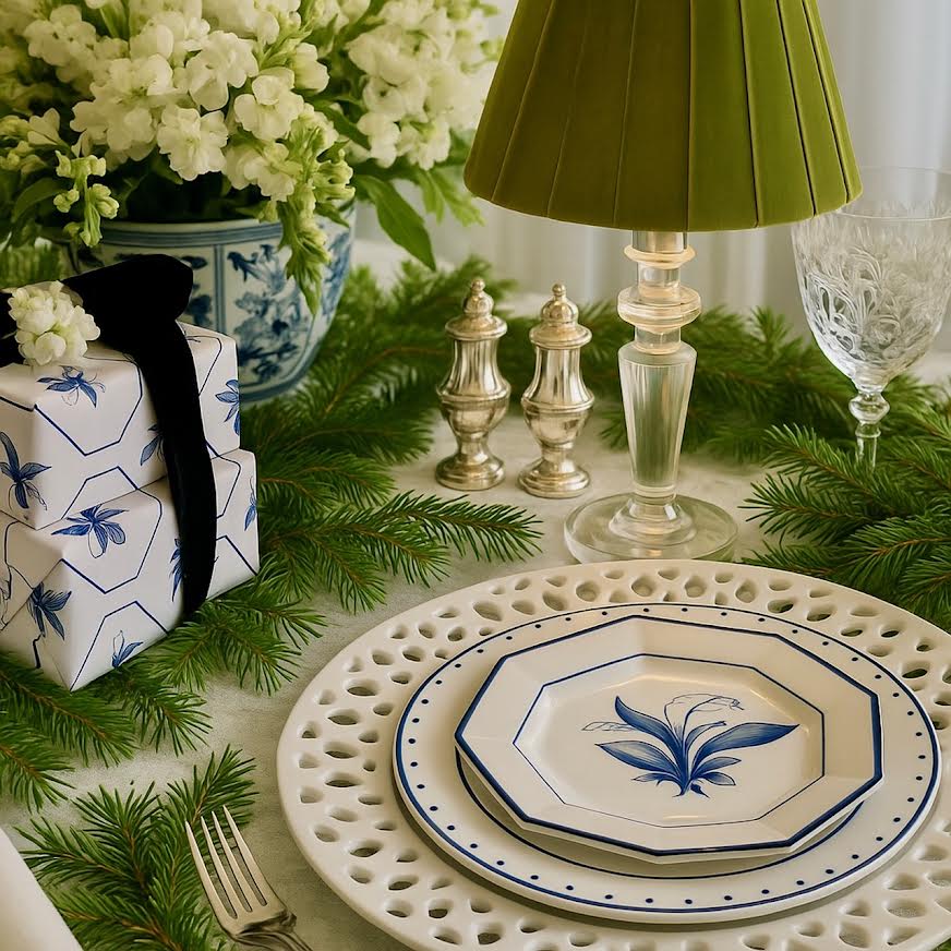 Tall Crystal Rechargeable Lamp with Velvet Pleated Shade