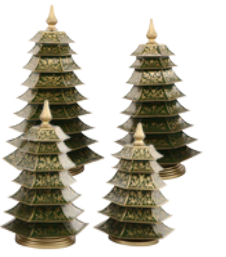 GREEN AND GOLD FLORAL CHINOISERIE TREE