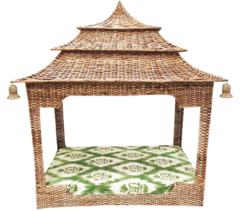 Pagoda Wicker Dog Bed