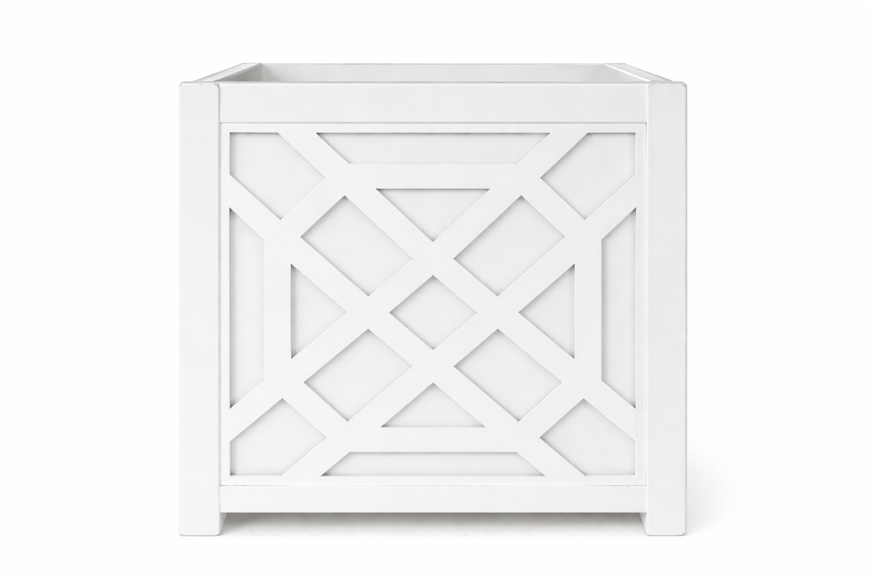 White Chippendale Planter