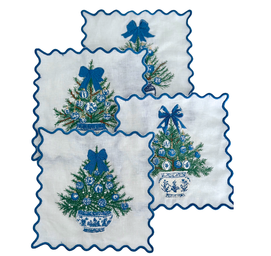 4 Style Blue & White Chinoiserie Cocktail Napkin