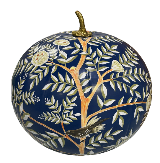 Jumbo Hand-Painted Chinoiserie Pumpkin – 24" (8 Styles)