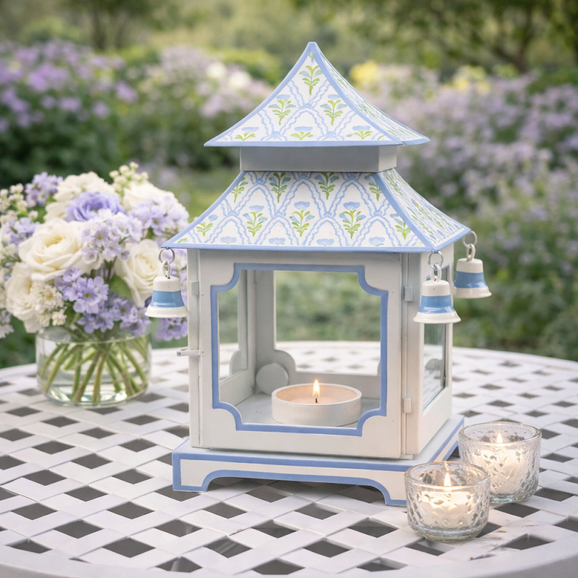 White & Lavender Tulip Pagoda Lantern (3 Sizes)