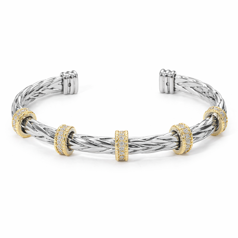 Twist & Shine Braided Cuff Bracelet – CZ Ball Accents