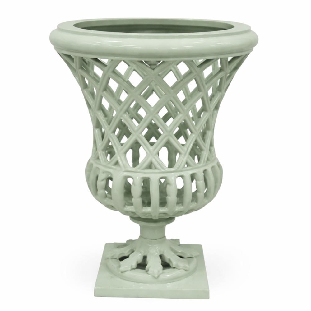 16" Soft Green Lattice Urn