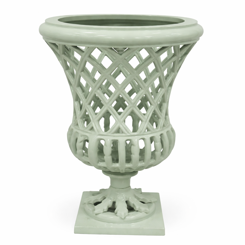 16" Soft Green Lattice Urn