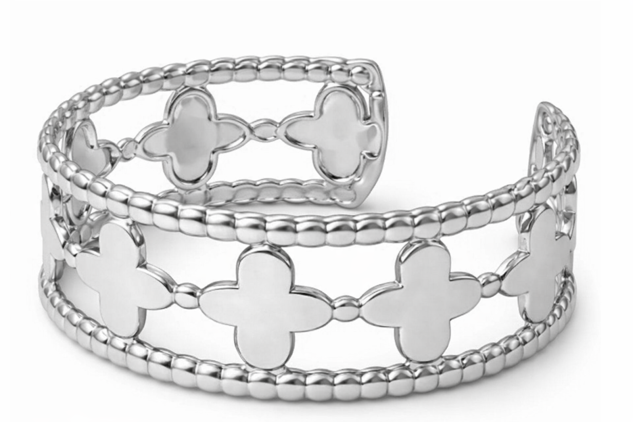 Silver Clover Cuff