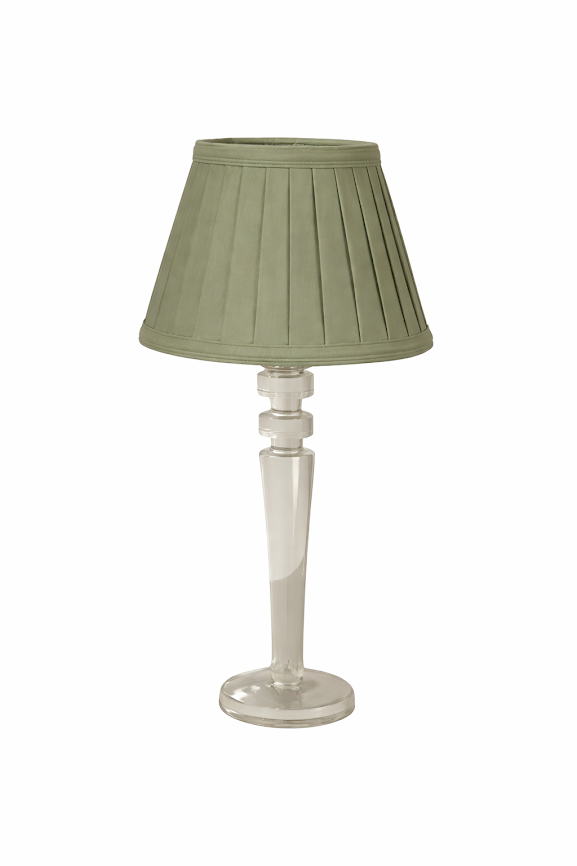 Tall Crystal Rechargeable Lamp with Velvet Pleated Shade (6 COLOR SHADES)