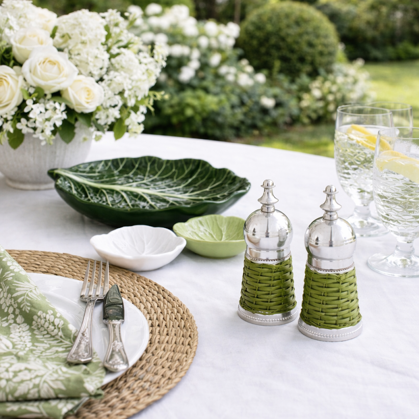 Green Wicker Salt and Pepper Shaker
