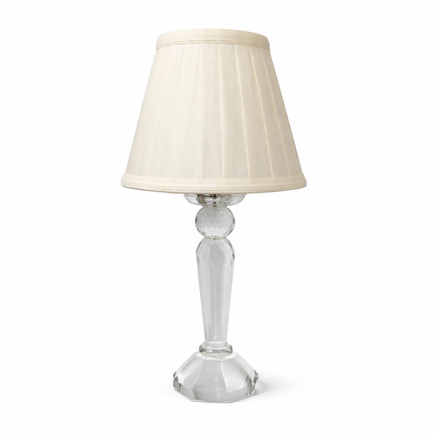 Round Crystal Rechargeable Lamp with Ivory Shade