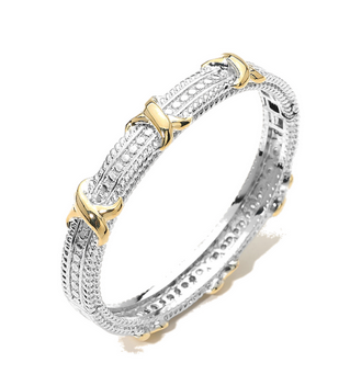 Two-Tone Crisscross Pave Hinged Bangle