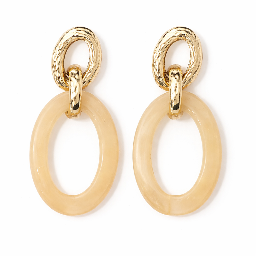 Marbled Resin & Gold Drop Earrings