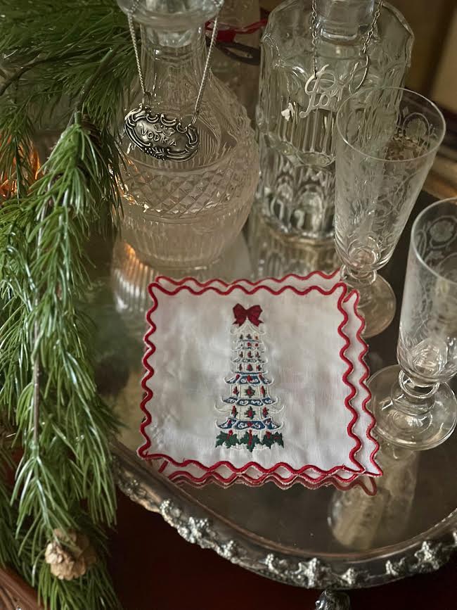 Pagoda with Red Trim Cocktail Napkin