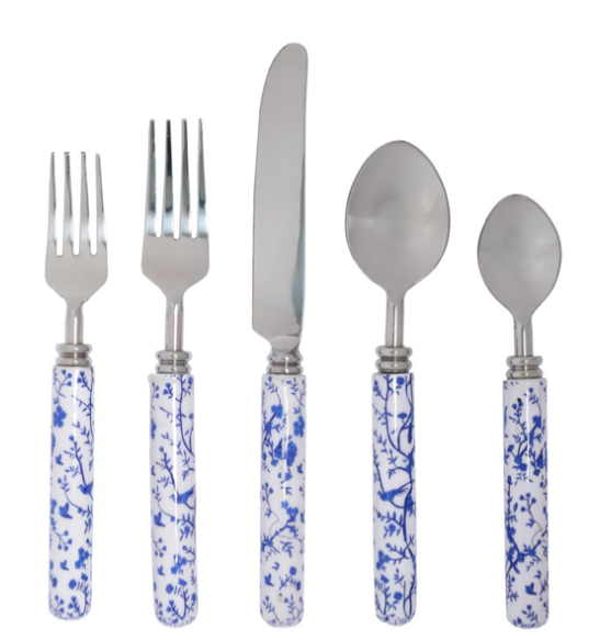 Blue Chinoiserie Five Piece Flatware Set