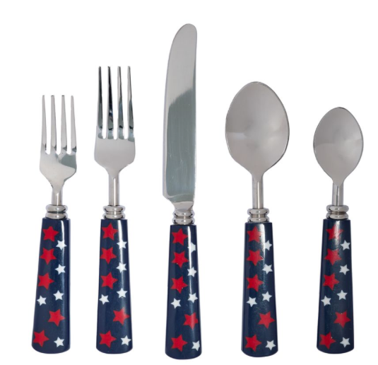 NAVY PATRIOTIC STAR FIVE PIECE FLATWARE SET