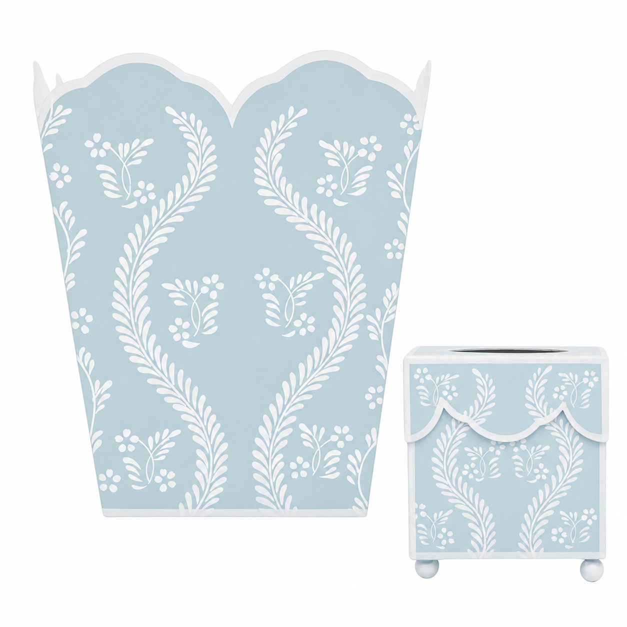 Sky Blue Square Trellis Wastepaper Basket & Tissue Holder (4 Options)