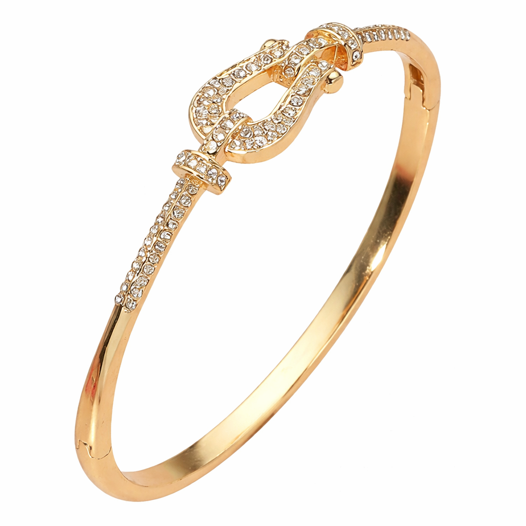 CZ Pavé Horsebit Hinge Bracelet