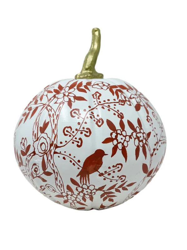 Jumbo Hand-Painted Chinoiserie Pumpkin – 24"