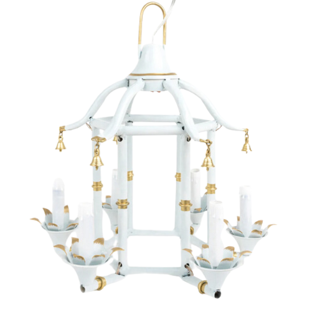 Pale Blue & Gold Chinoiserie Chandelier