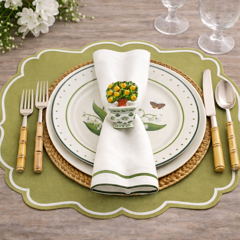 Green Cachepot Lemon Topiary Set of 4 Napkin Ring