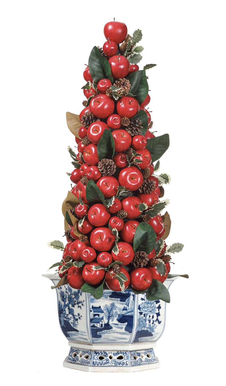 30" Apple & Magnolia Leaf Pinecone Topiary