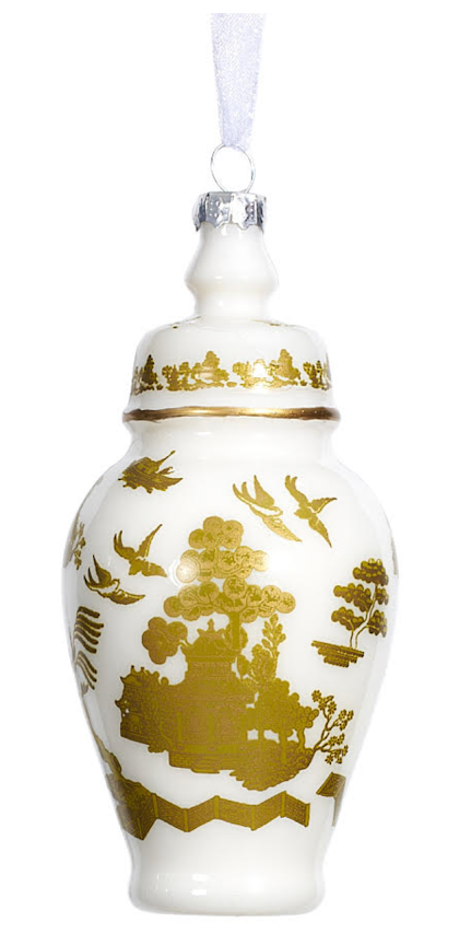 Gold & White Pagoda Scene Jar Ornament