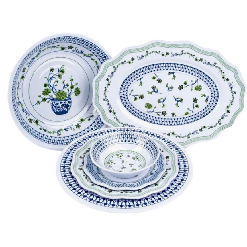 Floral Cache Pot Melamine Dinnerware Collection