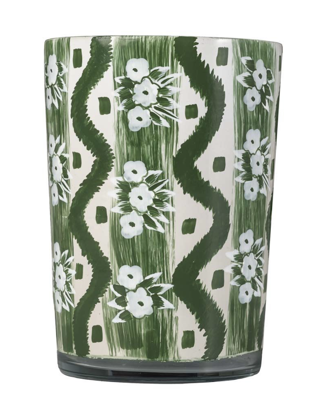 Moss Green Ikat Glass / Bud Vase