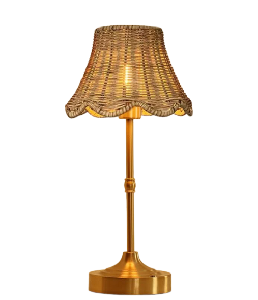 Wicker Table Lamp – Antique Gold Base