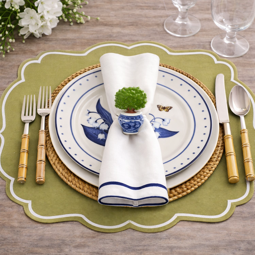 Blue Cachepot Topiary Set of 4 Napkin Ring