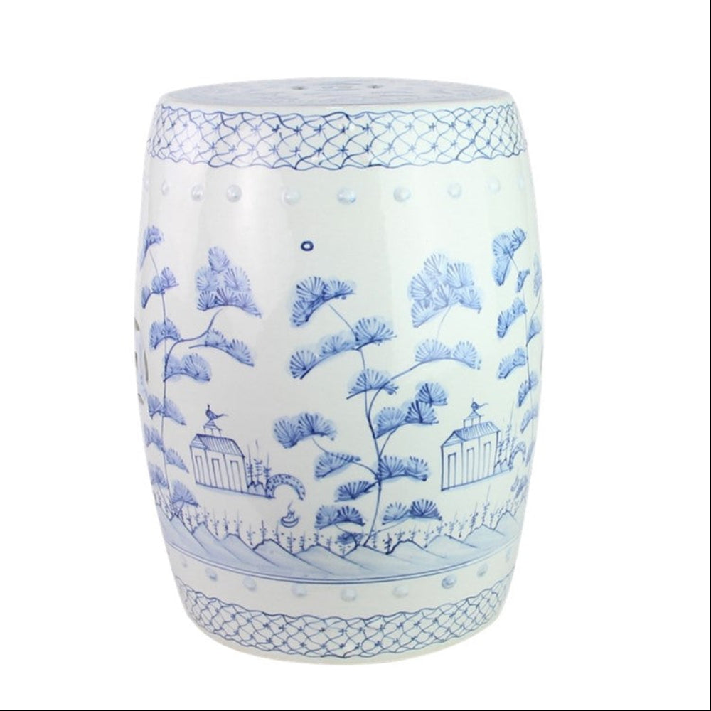 Soft Blue Village Scene Garden Seat
