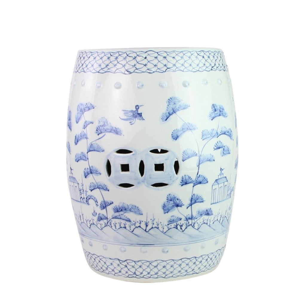 Soft Blue Village Scene Garden Seat