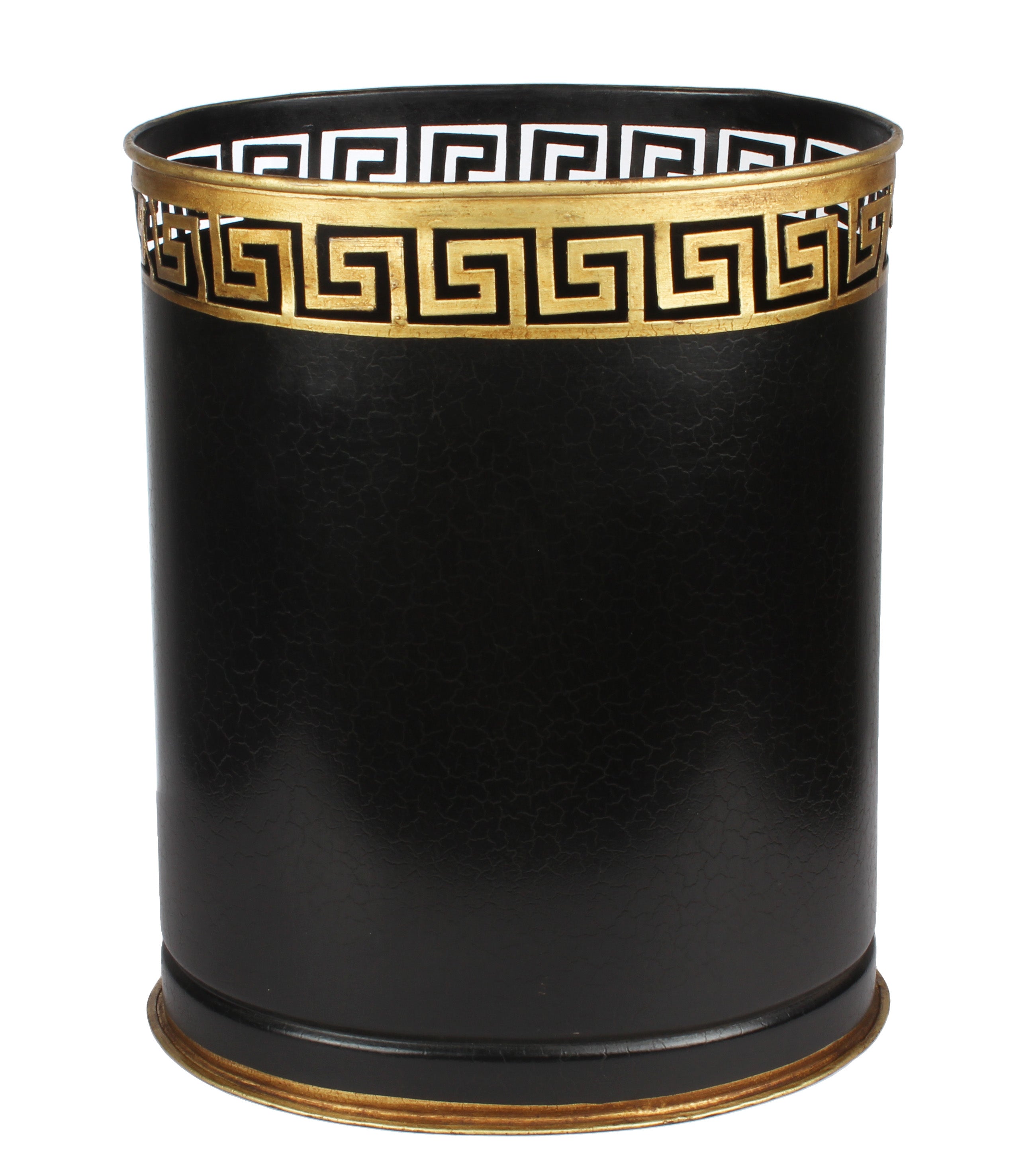 Black Greek Key Wastepaper Basket & Tissue Holder (3 Options)