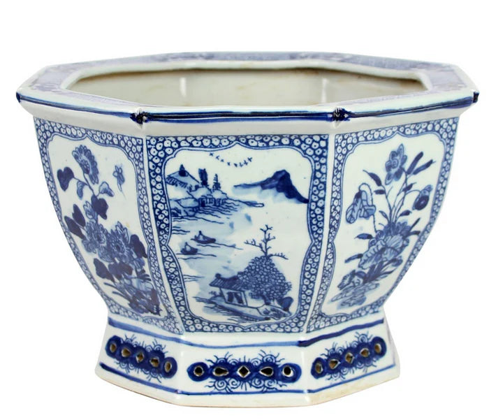 Two Stem Orchid in Mid Size Hexagon Planter