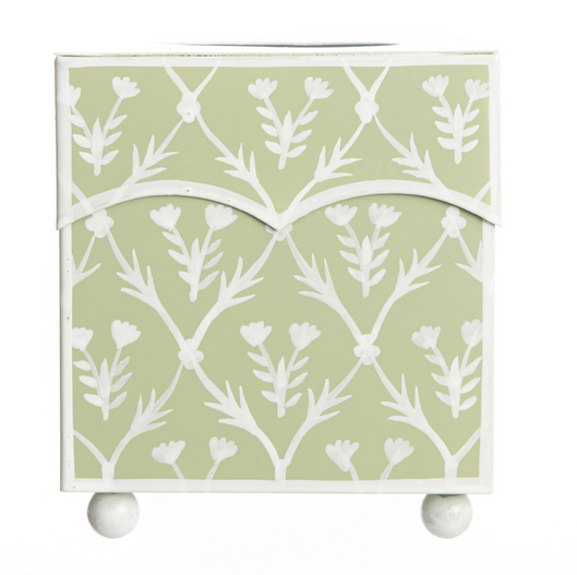 Pale Green & White Tulip Wastepaper Basket & Tissue (3 Options)