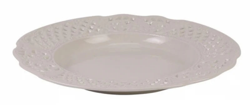 White Pierced Raised Dot and Floral Dinnerware