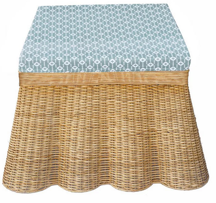 Scalloped Wicker Ottoman