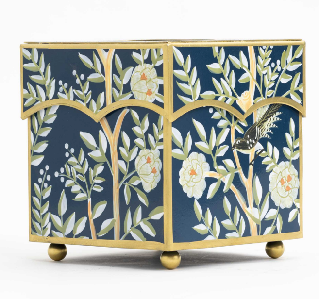 Navy Chinoiserie Wastepaper Basket & Tissue (3 Options)