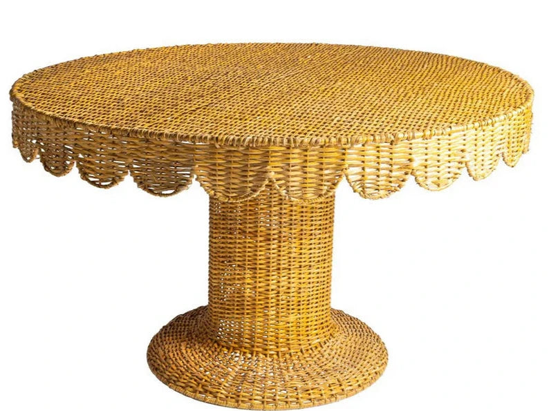 Scalloped Round Wicker Table