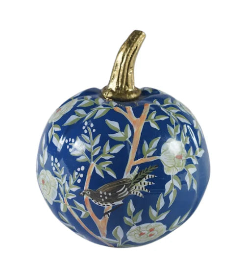Jumbo Hand-Painted Chinoiserie Pumpkin – 24"