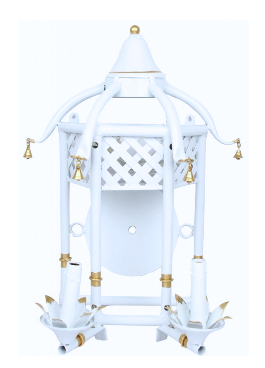 Pale Blue & Gold Pagoda Sconce