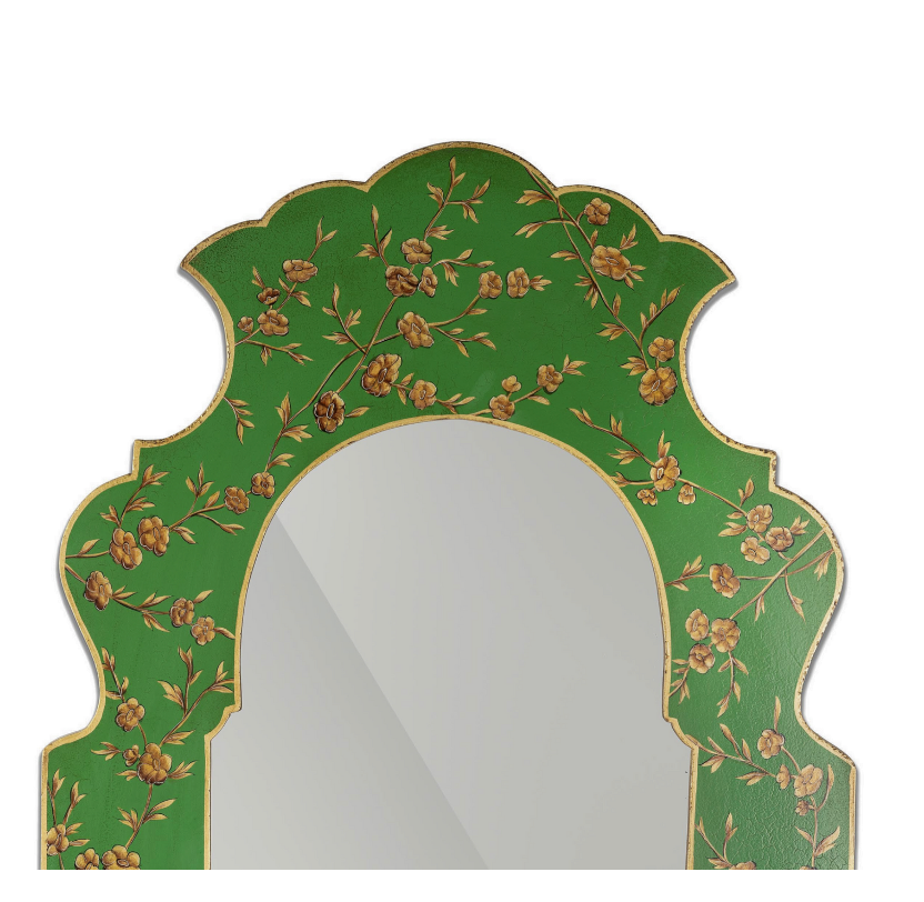 Moss Green and Gold Narrow Cherry Blossom Mirror