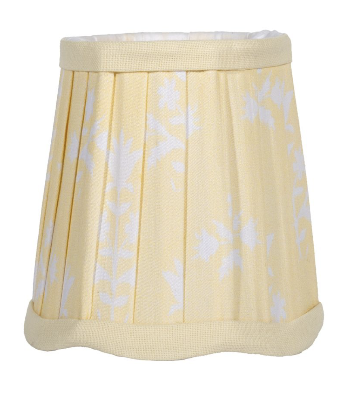 Butter Yellow & White Floral Scalloped Pleated Sconce Shade