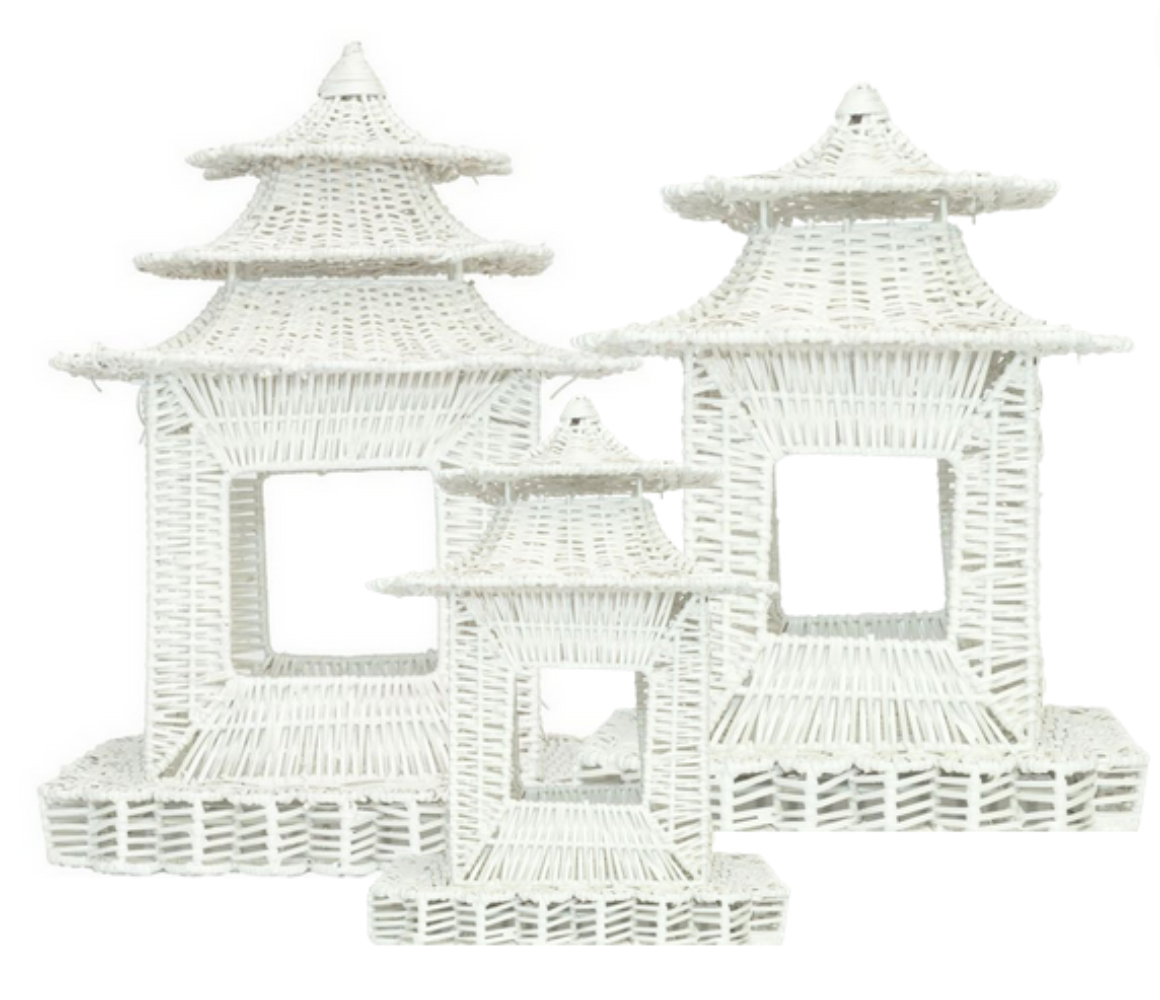 White Scalloped Wicker Pagoda (3 Sizes)