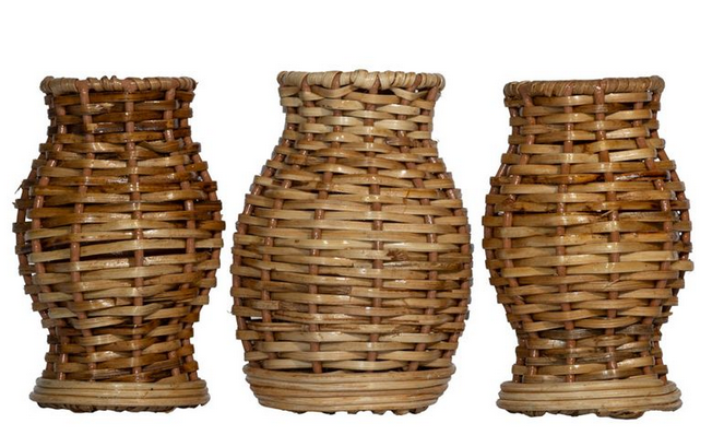 Set of 3 Mini Wicker Vases