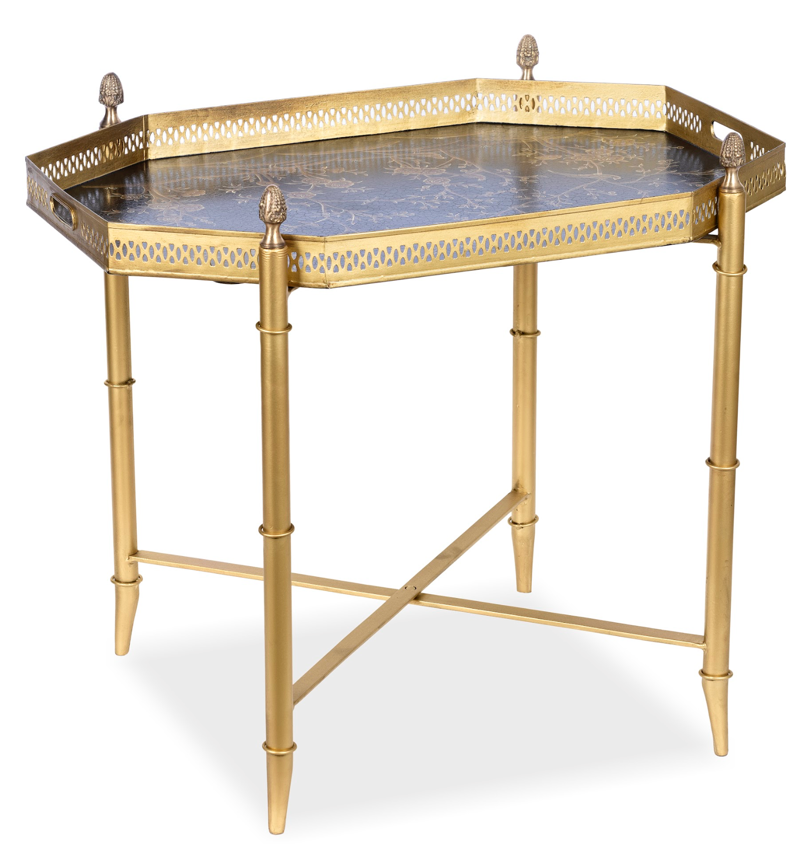 Black OCTAGON TRAY WITH GOLD TABLE