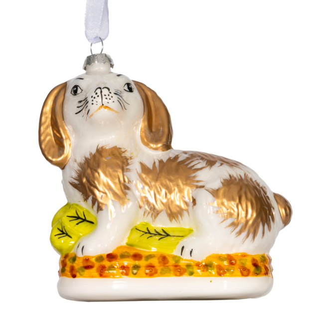 Gold & White Bunny Ornament