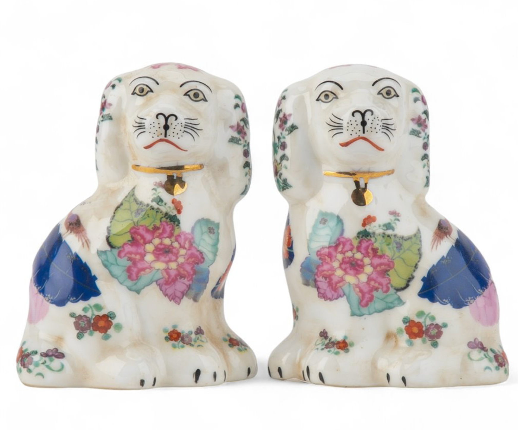 Mini Tobacco Leaf Staffordshire dogs