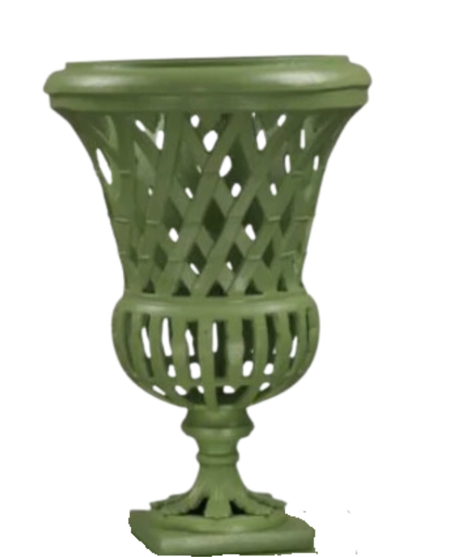 Lawn Green 16" LATTICE URN IN CAST ALUMINUM